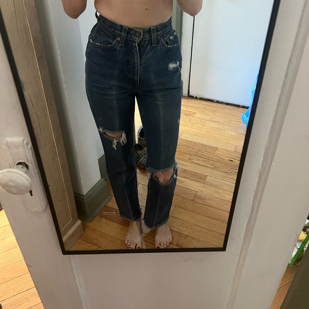 Classic Blue Distressed Women's Jeans